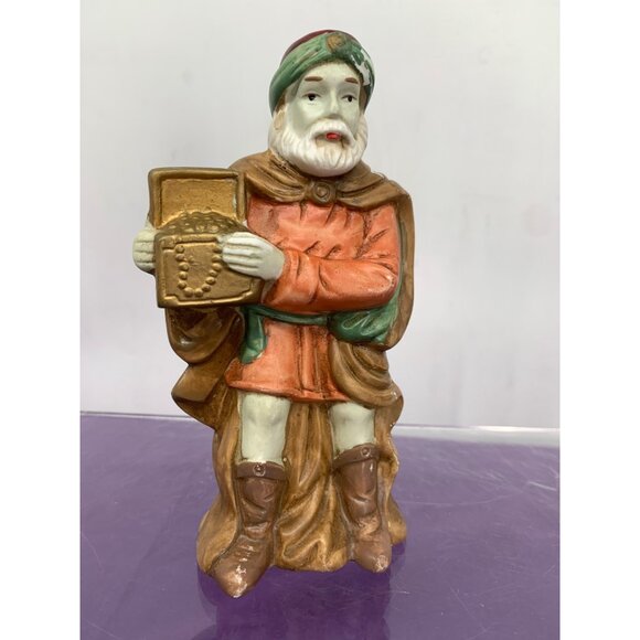 Vintage Kmart Porcelain Standing Wiseman Nativity Figurine 6.5 Inches Tall Tan O - Picture 1 of 9